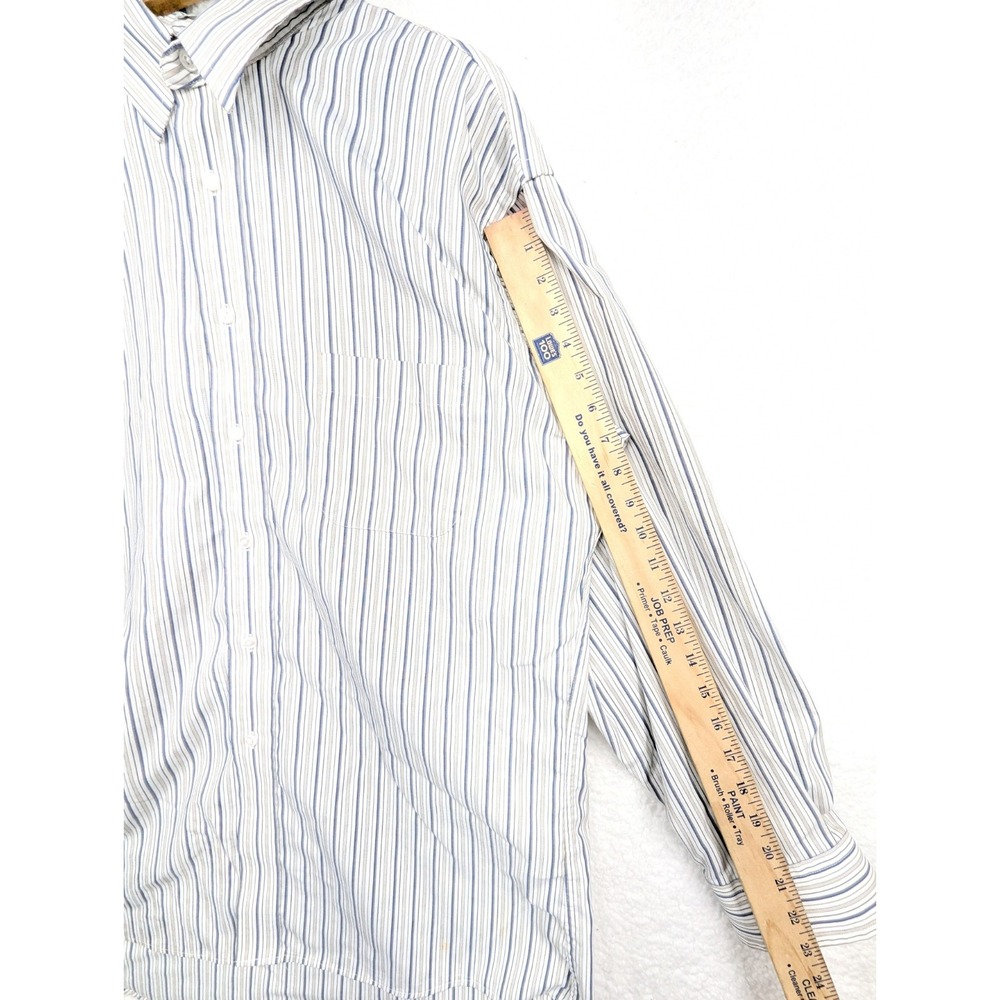Stafford Executive Women'sPinpoint Oxford White Striped Dress Shirt 17.5 Size 35 - Picture 5 of 7